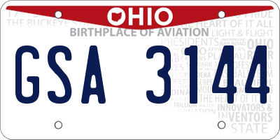 OH license plate GSA3144