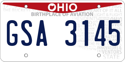 OH license plate GSA3145