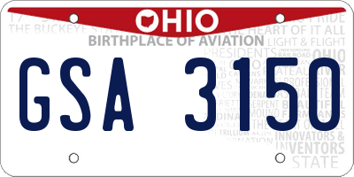 OH license plate GSA3150