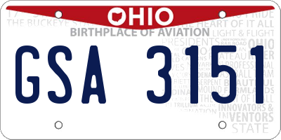 OH license plate GSA3151