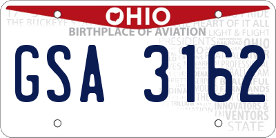 OH license plate GSA3162