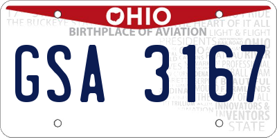 OH license plate GSA3167