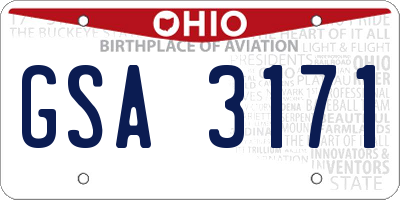 OH license plate GSA3171