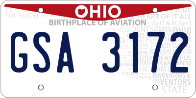 OH license plate GSA3172