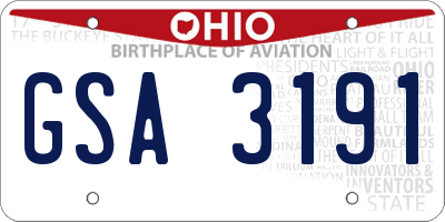 OH license plate GSA3191
