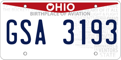 OH license plate GSA3193