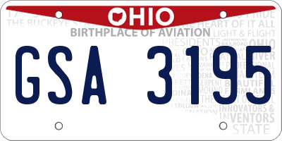 OH license plate GSA3195