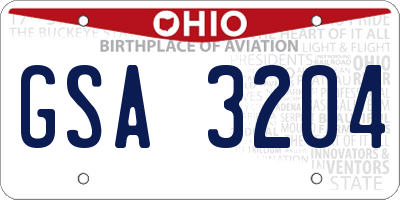 OH license plate GSA3204