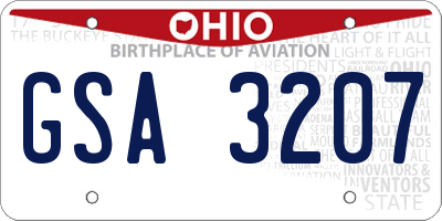 OH license plate GSA3207