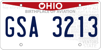 OH license plate GSA3213
