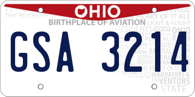 OH license plate GSA3214