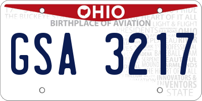 OH license plate GSA3217