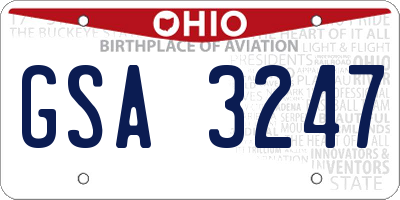OH license plate GSA3247
