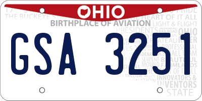 OH license plate GSA3251