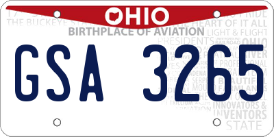 OH license plate GSA3265