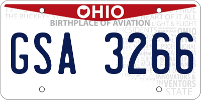 OH license plate GSA3266
