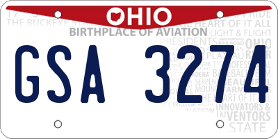 OH license plate GSA3274