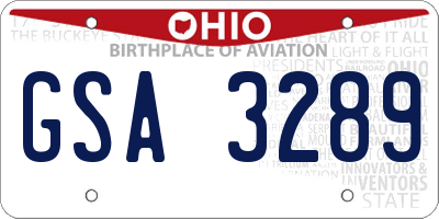 OH license plate GSA3289