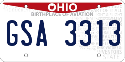 OH license plate GSA3313