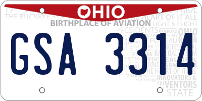 OH license plate GSA3314