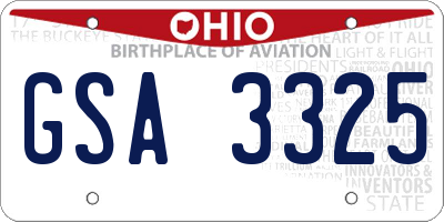 OH license plate GSA3325