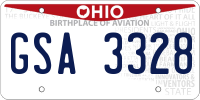 OH license plate GSA3328