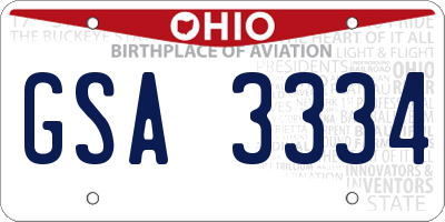 OH license plate GSA3334