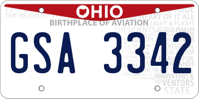 OH license plate GSA3342
