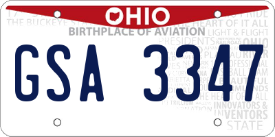 OH license plate GSA3347