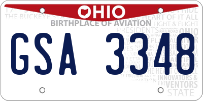 OH license plate GSA3348