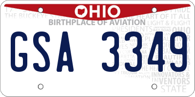 OH license plate GSA3349