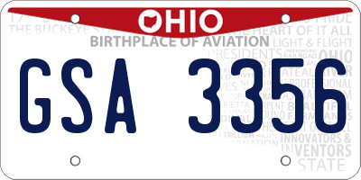 OH license plate GSA3356