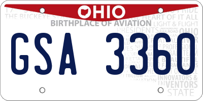 OH license plate GSA3360