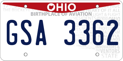 OH license plate GSA3362