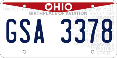 OH license plate GSA3378