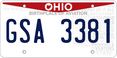 OH license plate GSA3381