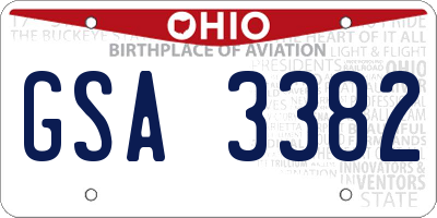 OH license plate GSA3382