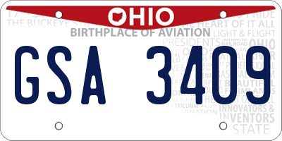 OH license plate GSA3409