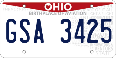 OH license plate GSA3425