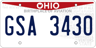 OH license plate GSA3430