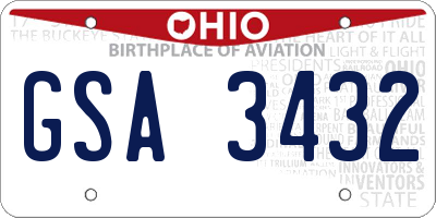 OH license plate GSA3432