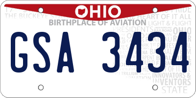 OH license plate GSA3434