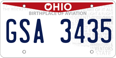 OH license plate GSA3435