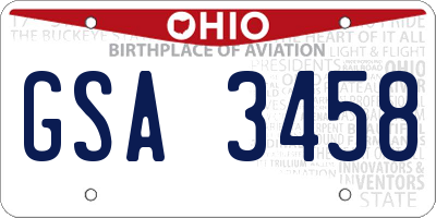 OH license plate GSA3458