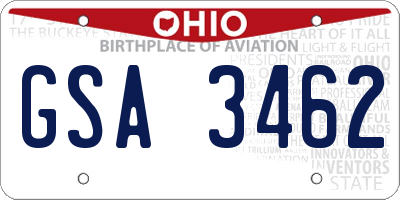 OH license plate GSA3462