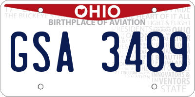 OH license plate GSA3489