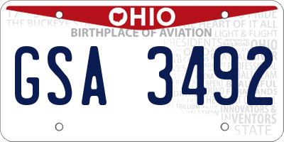 OH license plate GSA3492