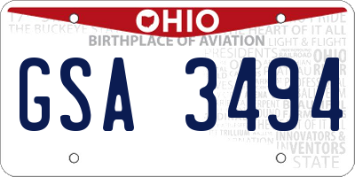OH license plate GSA3494