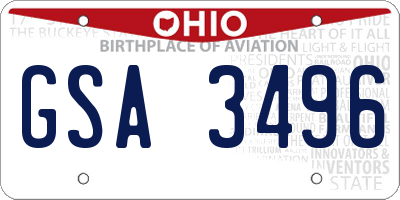 OH license plate GSA3496