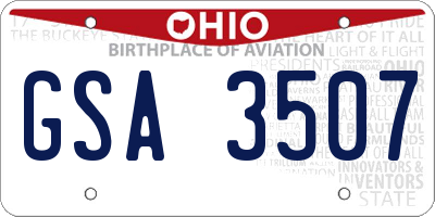 OH license plate GSA3507
